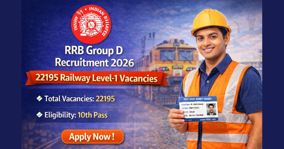 RRB Group D Recruitment 2026 – 22195 Railway Level-1 Vacancies